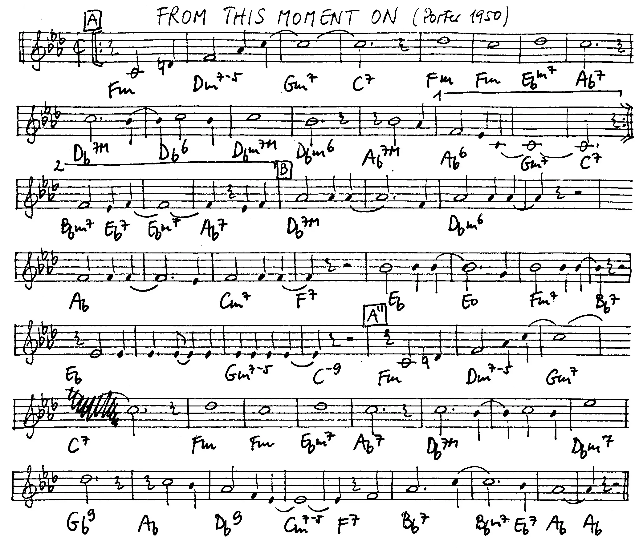 from this moment on free jazz leadsheet - Courtesy of the Jungle Jazz Band
